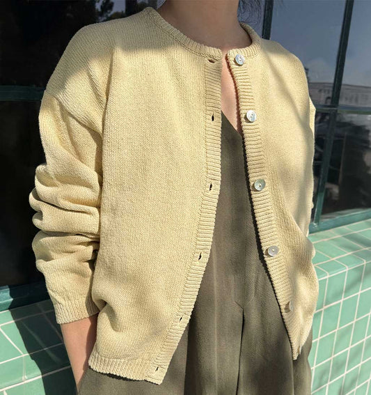 LBS Cotton Leila Cardigan - Custard Yellow - re - souL