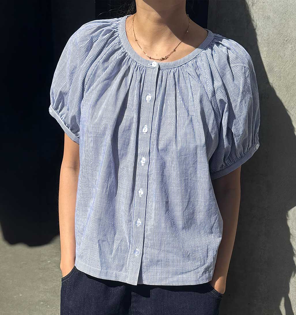 LBS Emily Short Sleeve Blouse - Blue Stripe - re - souL
