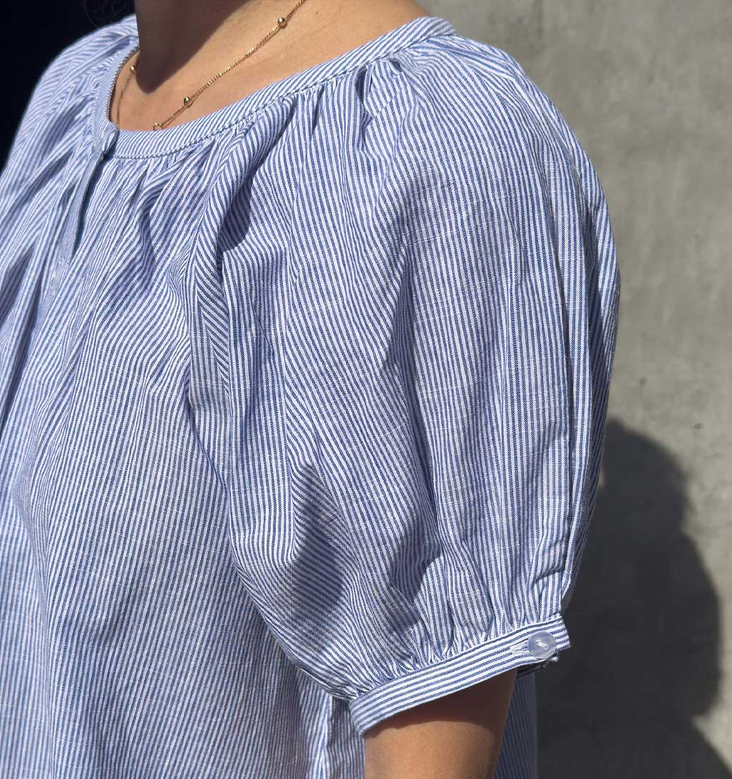 LBS Emily Short Sleeve Blouse - Blue Stripe - re - souL