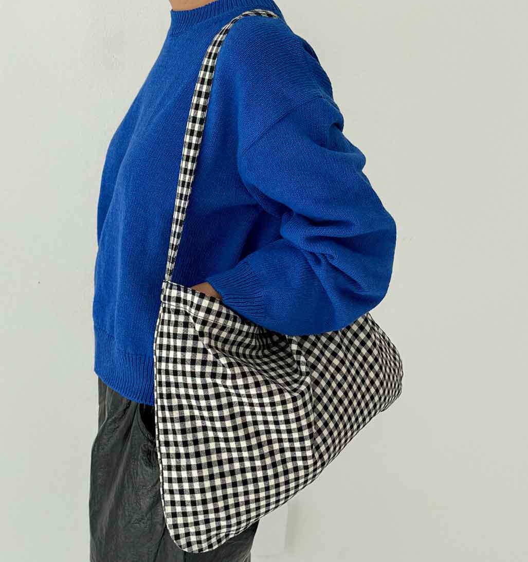 LBS Happy Carry Bag - Black Gingham - re - souL