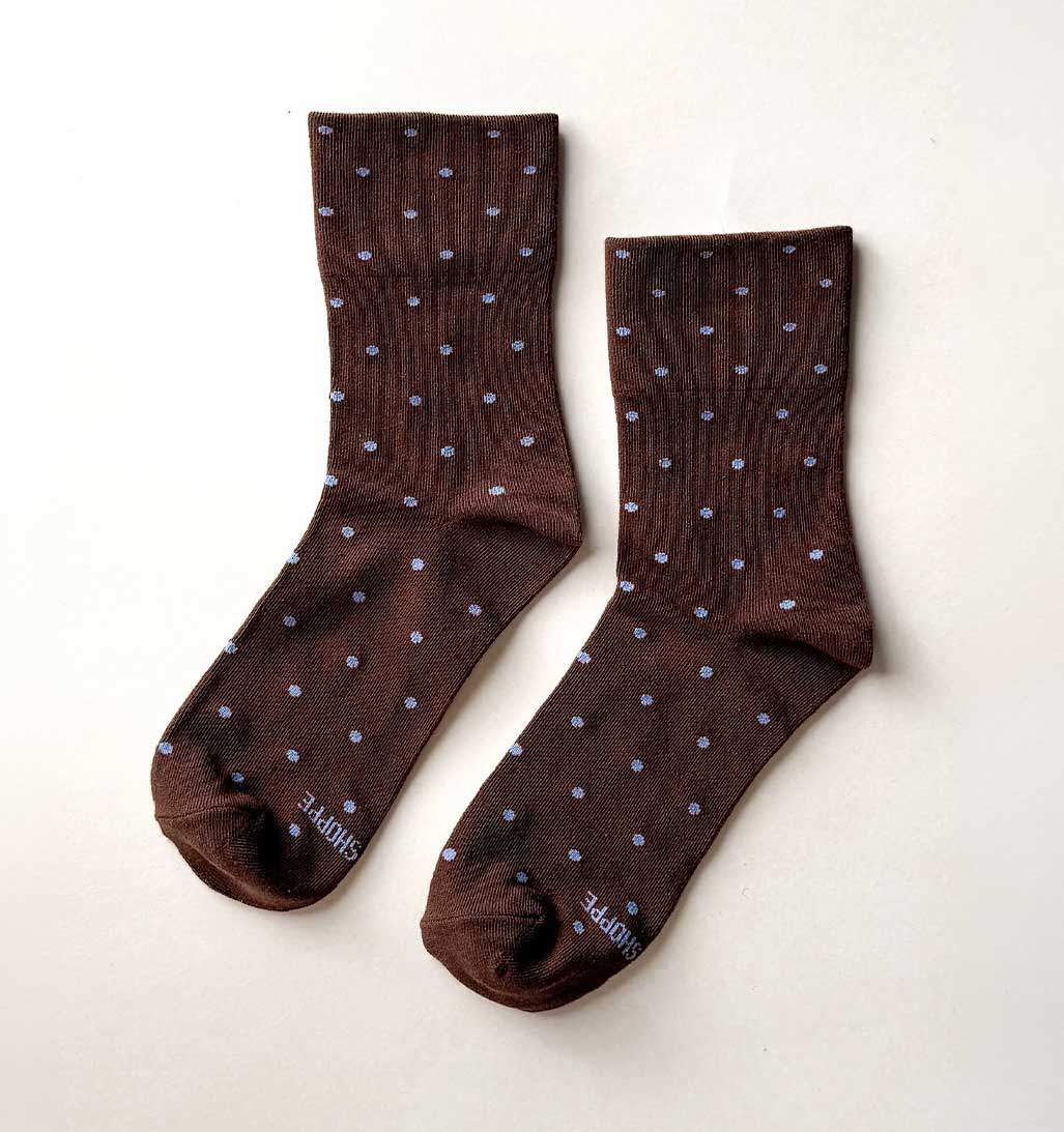 LBS Sneaker Socks Polka Dot - Cacao/Blue - re - souL