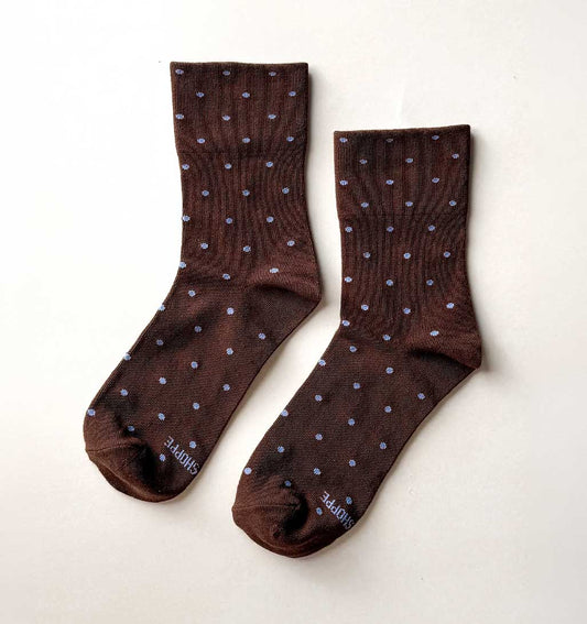LBS Sneaker Socks Polka Dot - Cacao/Blue - re - souL