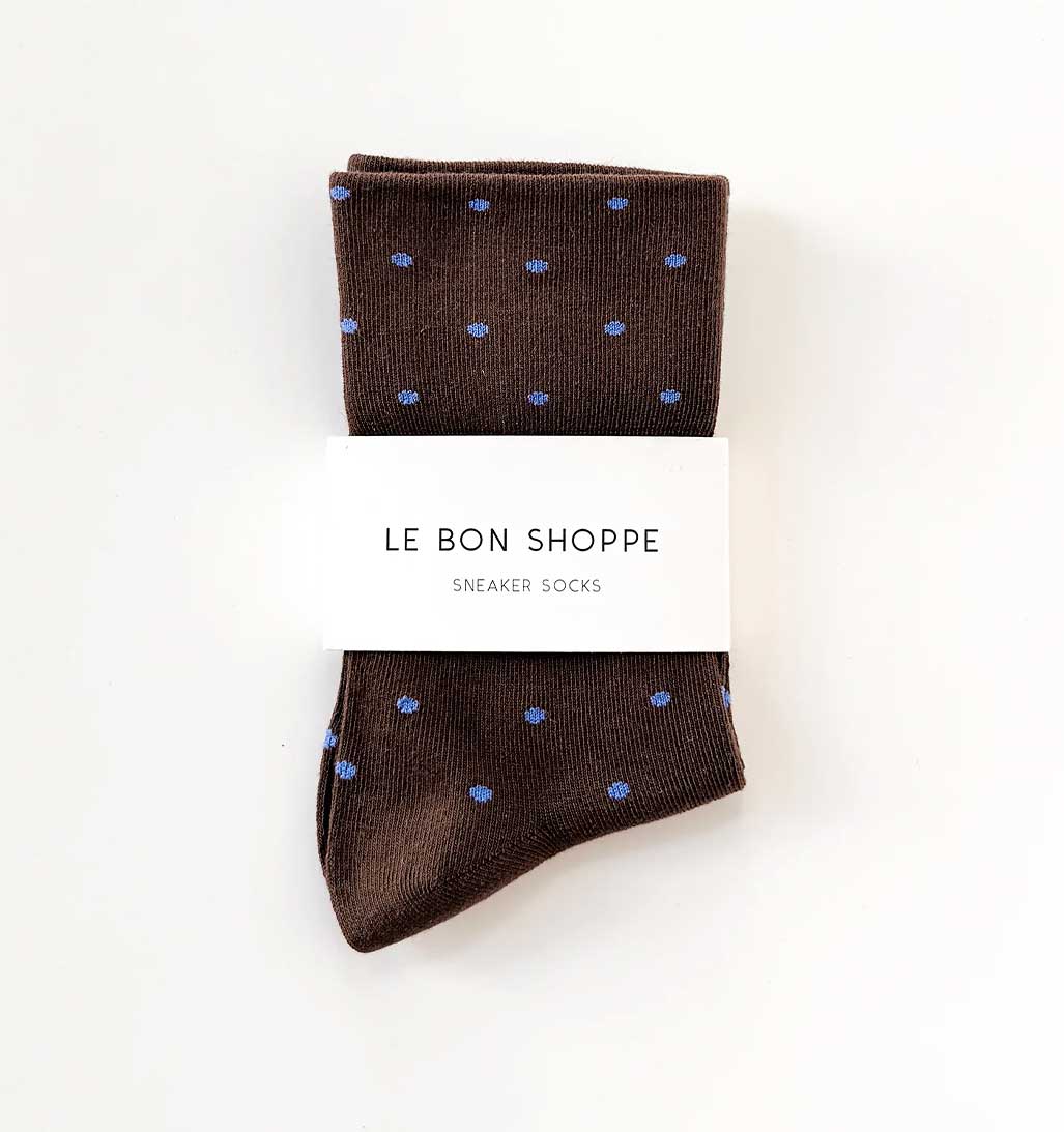 LBS Sneaker Socks Polka Dot - Cacao/Blue - re - souL