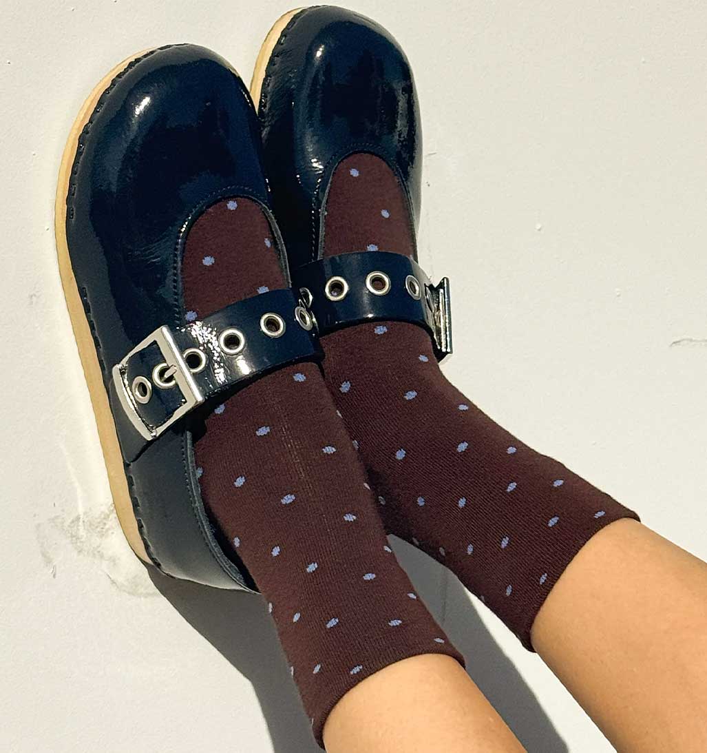 LBS Sneaker Socks Polka Dot - Cacao/Blue - re - souL