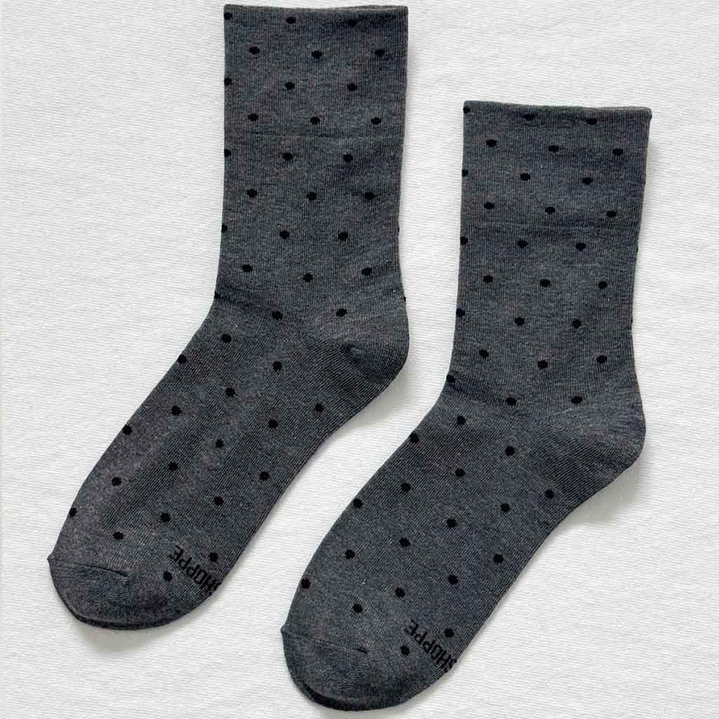 LBS Sneaker Socks Polka Dot - Charcoal/Black - re - souL