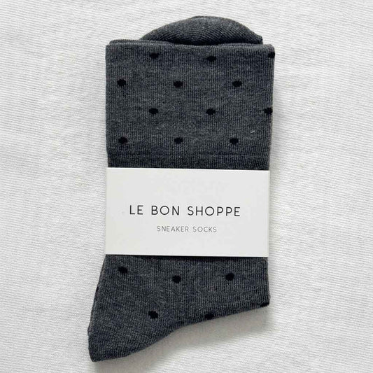 LBS Sneaker Socks Polka Dot - Charcoal/Black - re - souL
