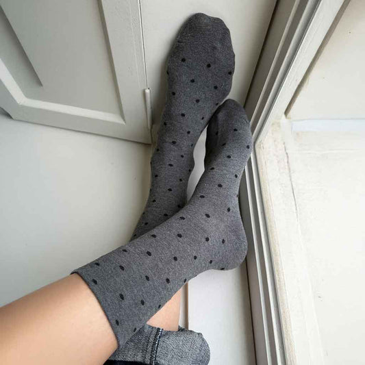LBS Sneaker Socks Polka Dot - Charcoal/Black - re - souL