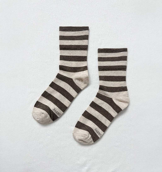 LBS Wally Socks - Wide Brown Stripes - re - souL