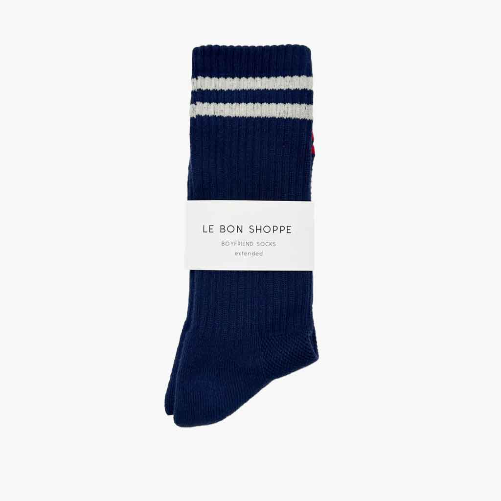 Le Bon Shoppe Extended Boyfriend Socks - Navy - re - souL