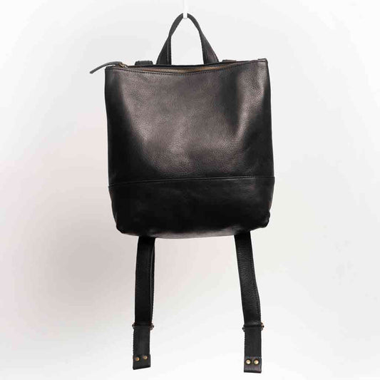 Leather City Backpack - Black - re - souL