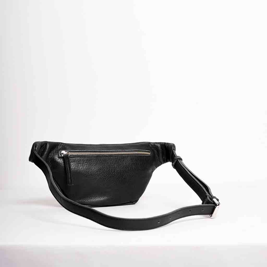 Leather Fanny Pack Sling Bag - Black - re - souL