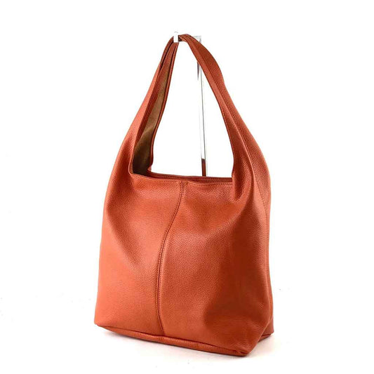 Leather Shoulder Bag - Orange - re - souL