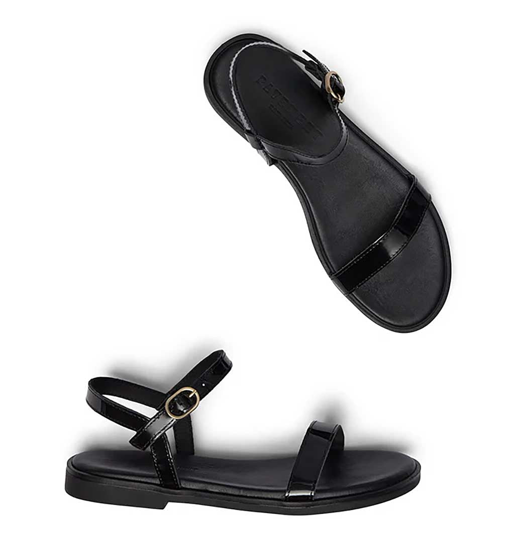 Leonora Backstrap Sandal - Black Patent - re - souL