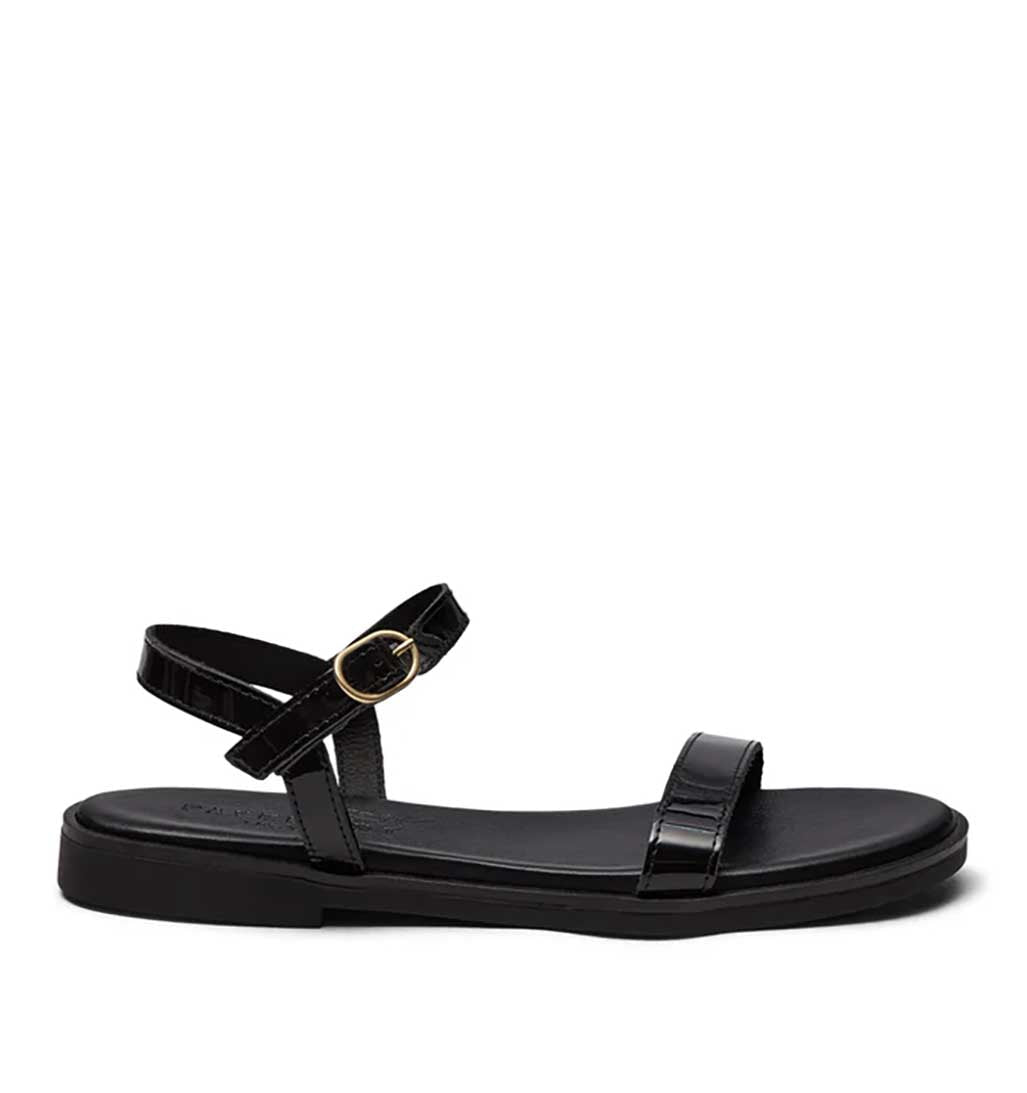Leonora Backstrap Sandal - Black Patent - re - souL
