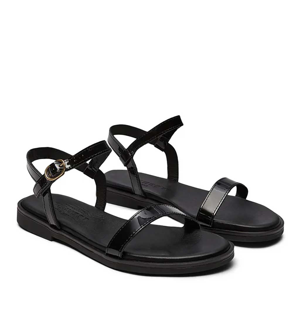 Leonora Backstrap Sandal - Black Patent - re - souL