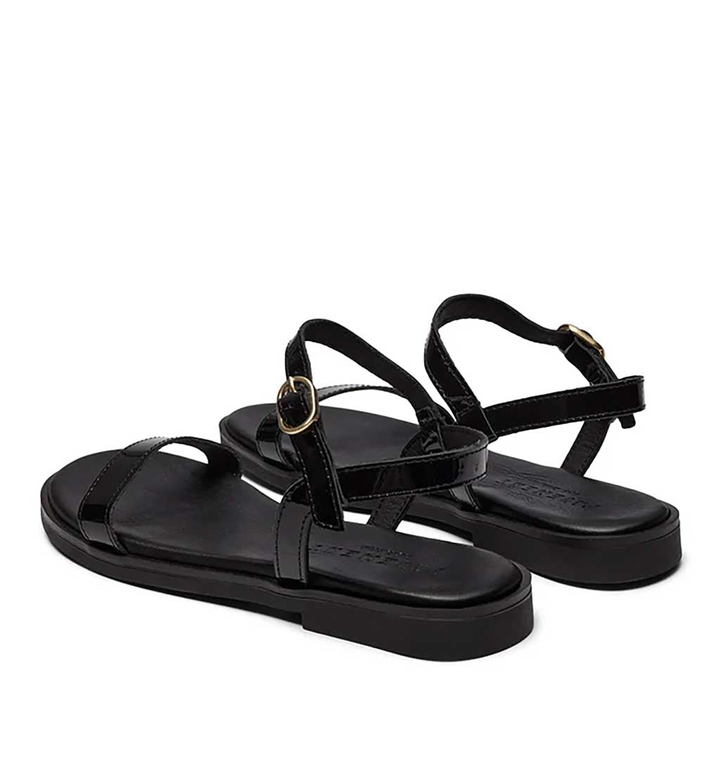 Leonora Backstrap Sandal - Black Patent - re - souL