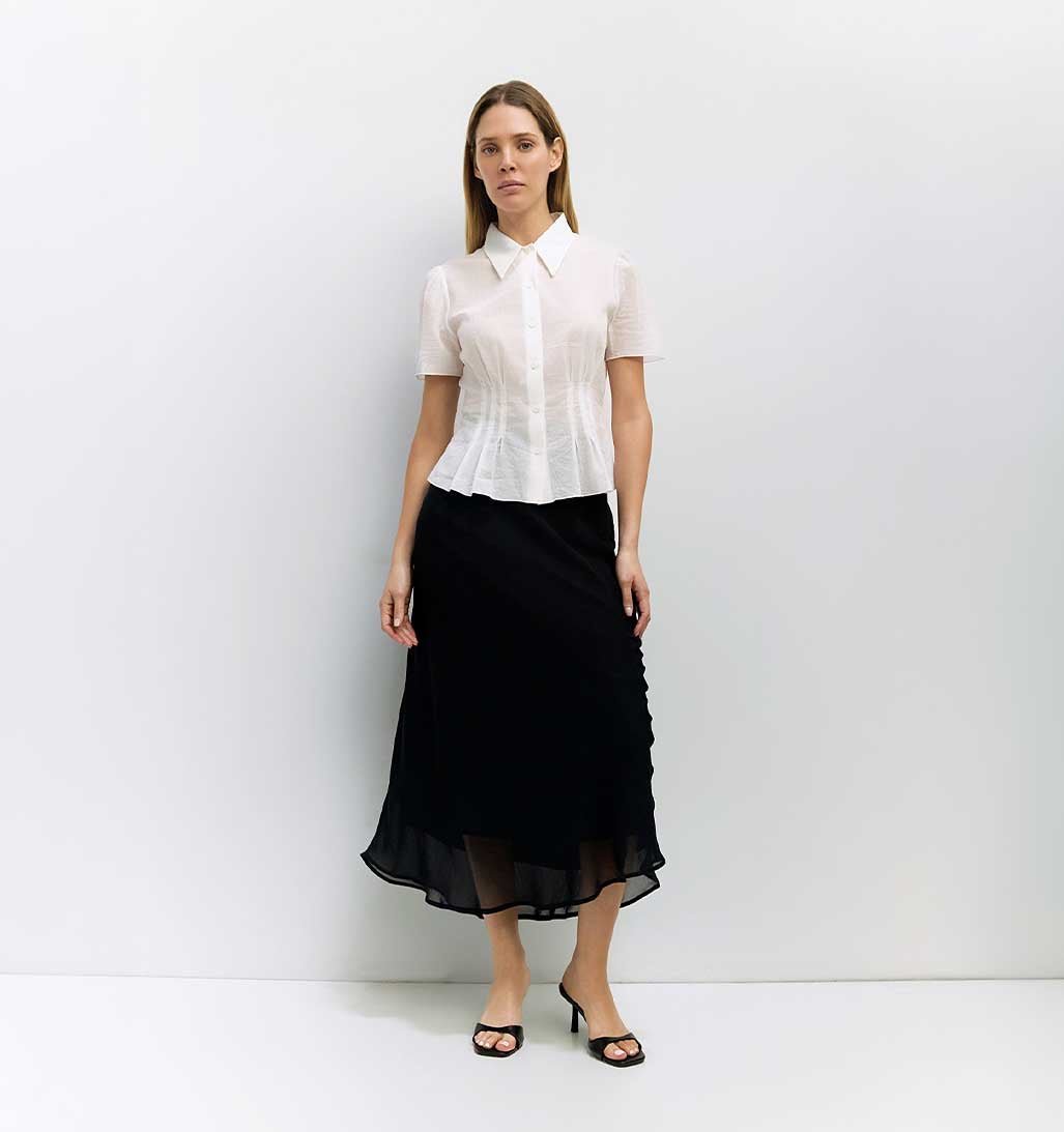 Lizzy Sheer Midi Skirt - Black - re - souL