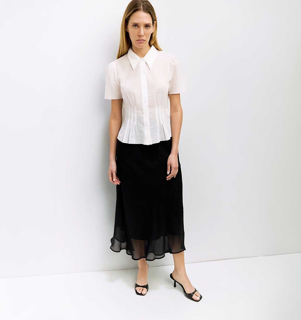 Lizzy Sheer Midi Skirt - Black - re - souL