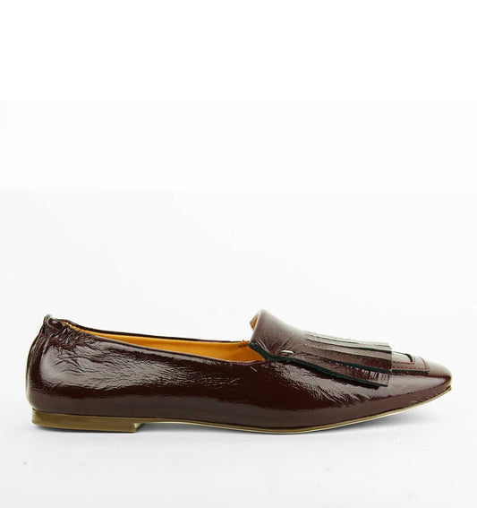 Lorna Kiltie Flat - Bordeaux Patent - re-souL