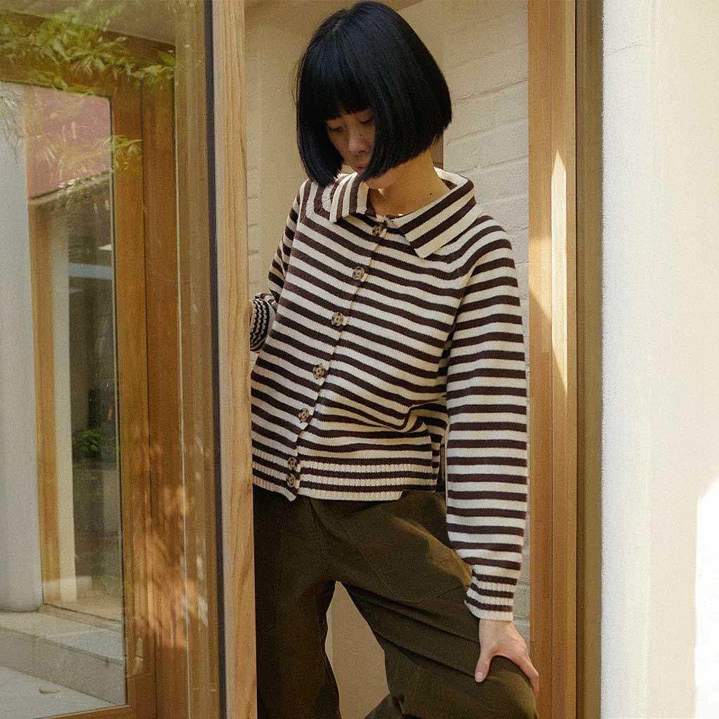 Lytton Cardigan - Espresso Stripe - re - souL
