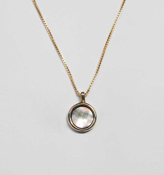 Mare Brass Necklace Grey Mother of Pearl - re - souL