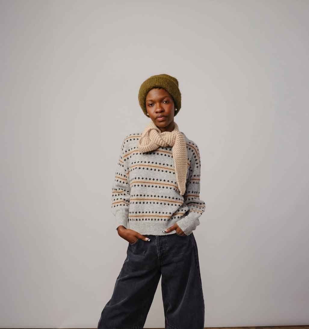 Marina Hand Knit Scarflette - Jasper - re - souL