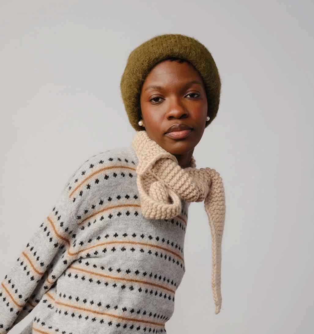 Marina Hand Knit Scarflette - Jasper - re - souL