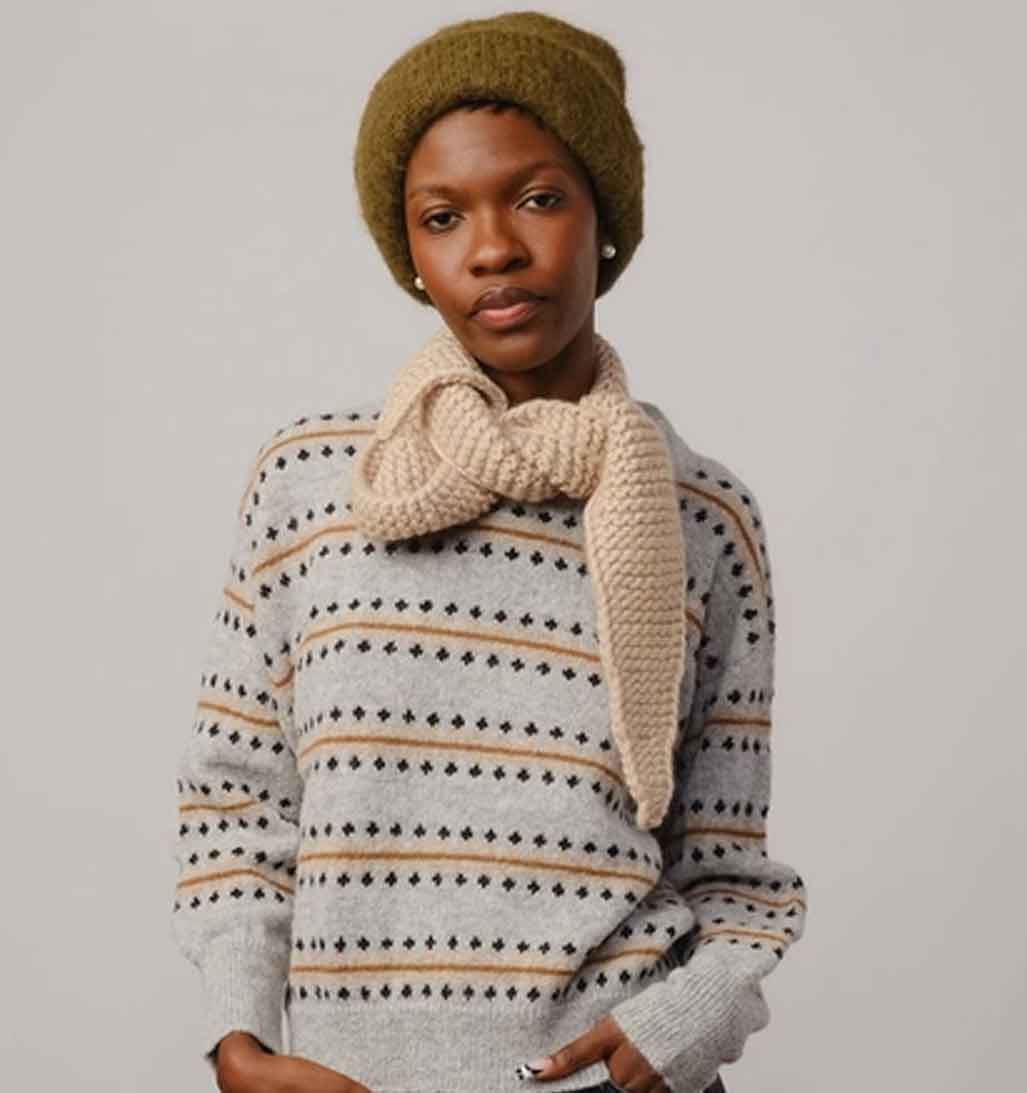 Marina Hand Knit Scarflette - Jasper - re - souL