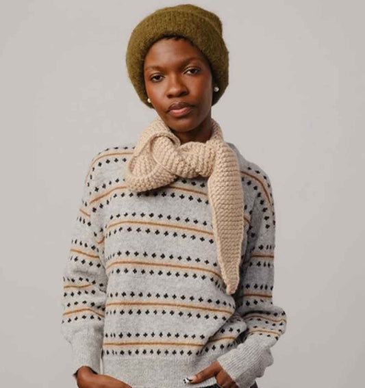 Marina Hand Knit Scarflette - Jasper - re - souL