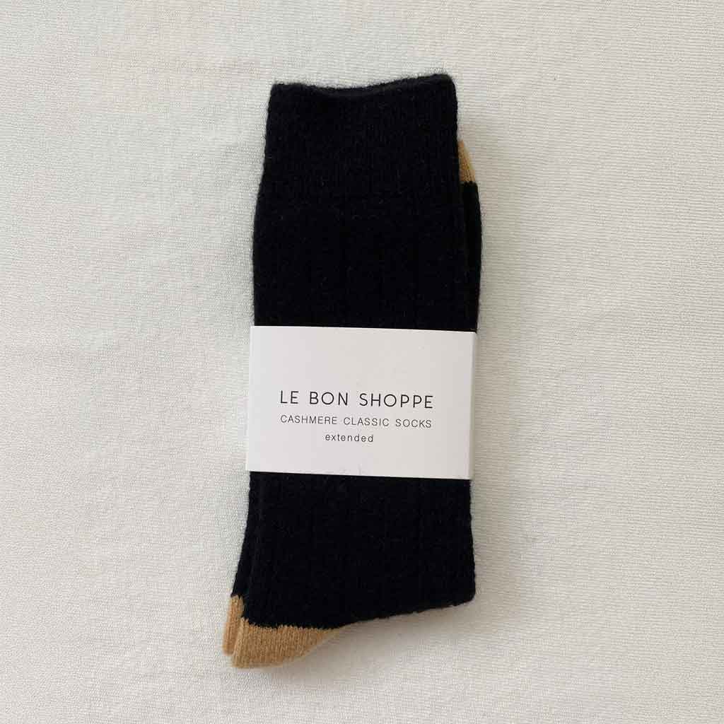 Men's Extended Cashmere Socks - Black - re - souL