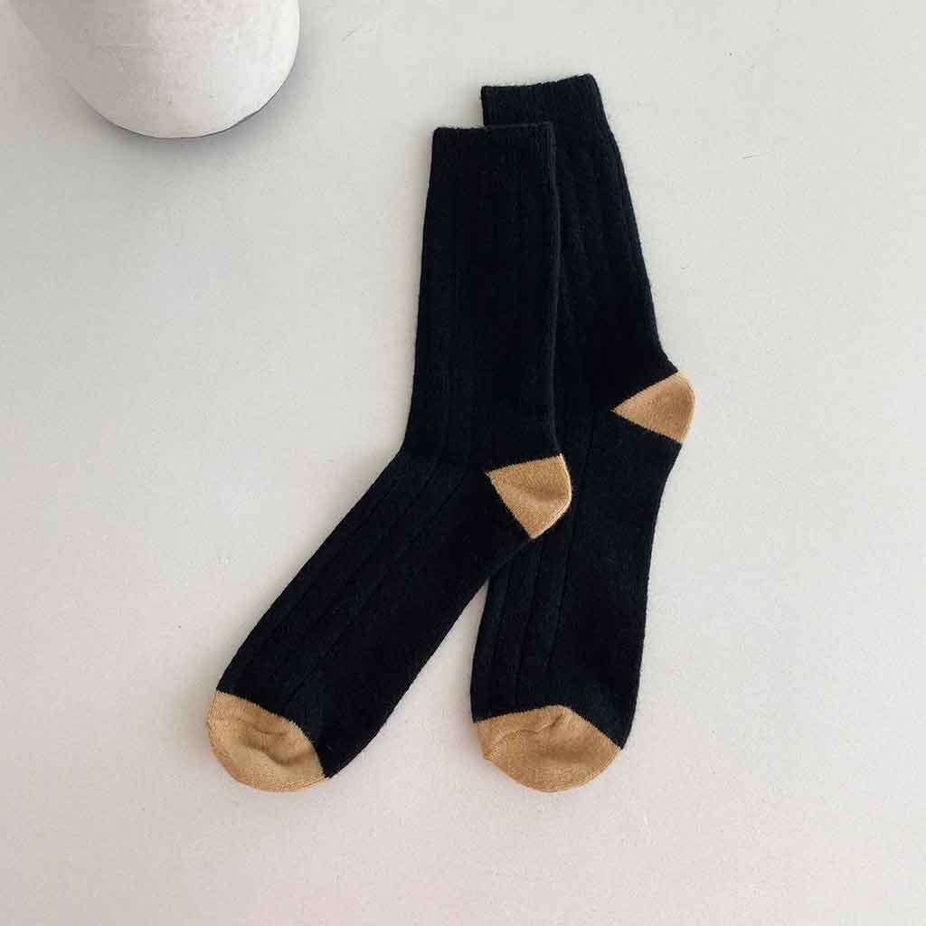 Men's Extended Cashmere Socks - Black - re - souL