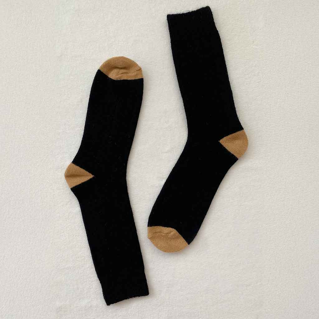 Men's Extended Cashmere Socks - Black - re - souL