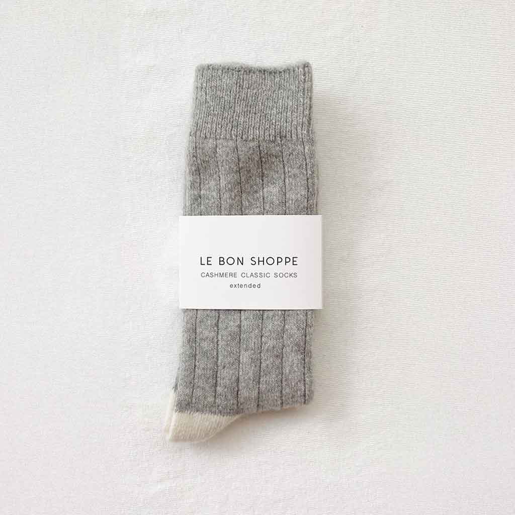 Men's Extended Cashmere Socks - Grey Melange - re - souL