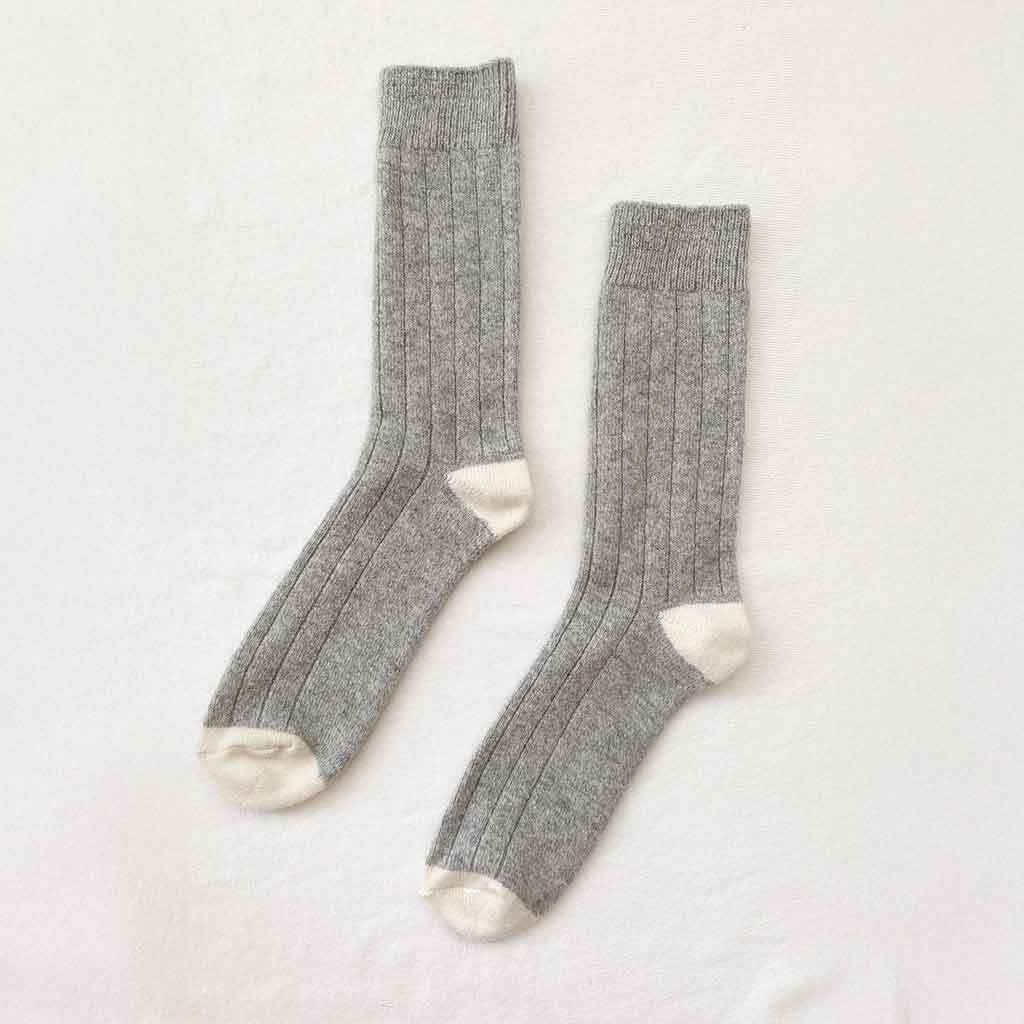 Men's Extended Cashmere Socks - Grey Melange - re - souL