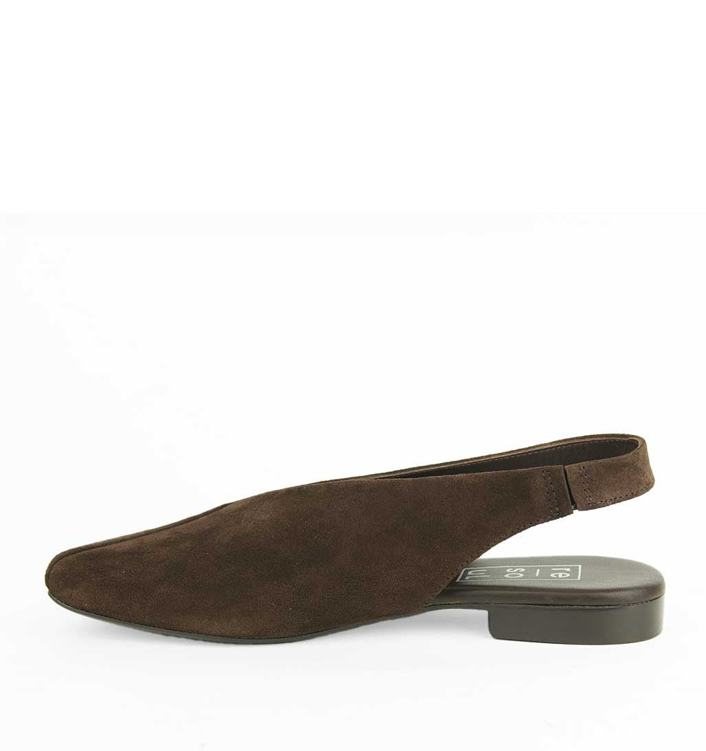 Mia Slingback Flat - Brown Suede - re-souL