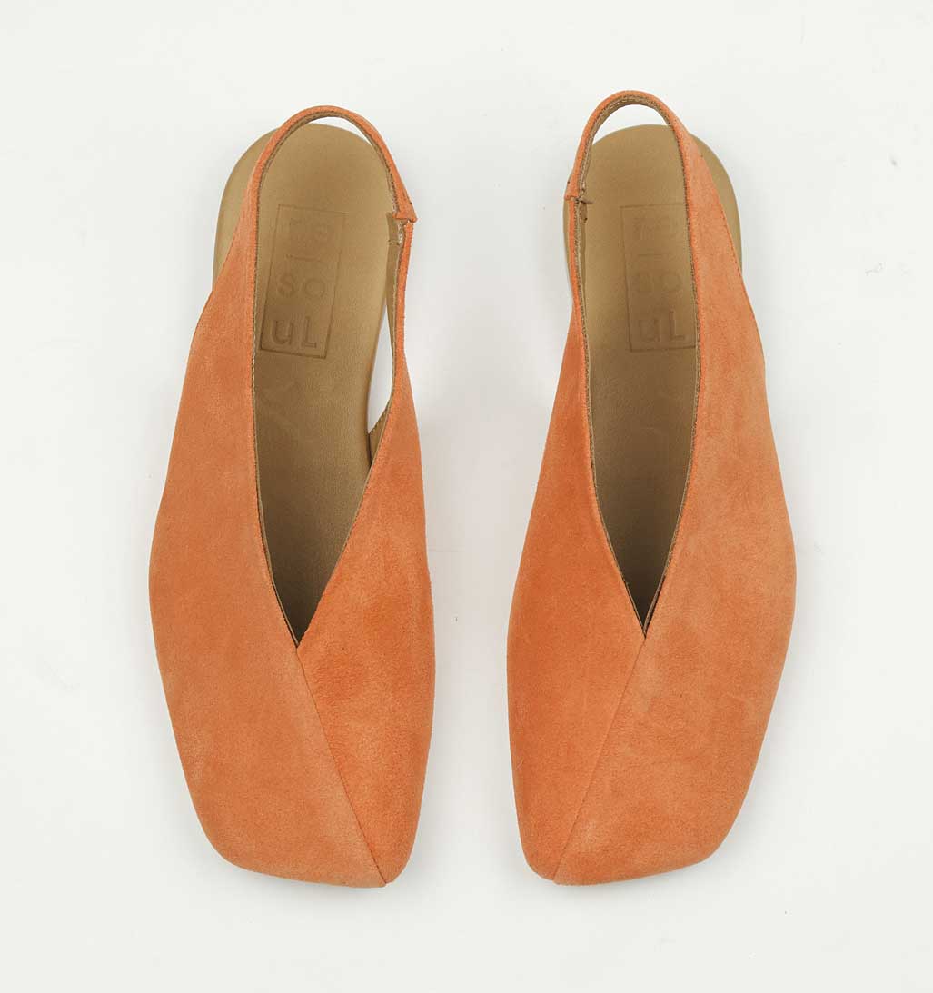 Mia Slingback Flat - Rust Suede - re-souL
