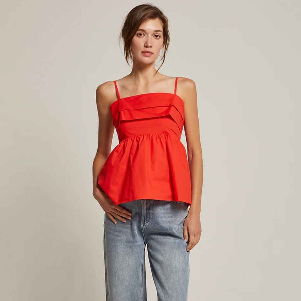 Mindy Pleated Camisole Top - Poppy - re - souL