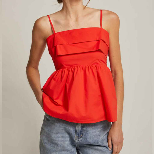 Mindy Pleated Camisole Top - Poppy - re - souL