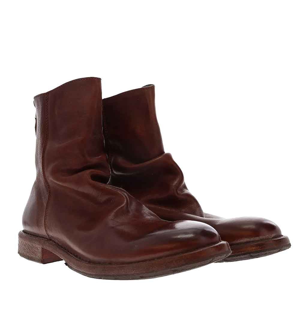 MOMA Back - zip Ankle Boot - Brown - re - souL