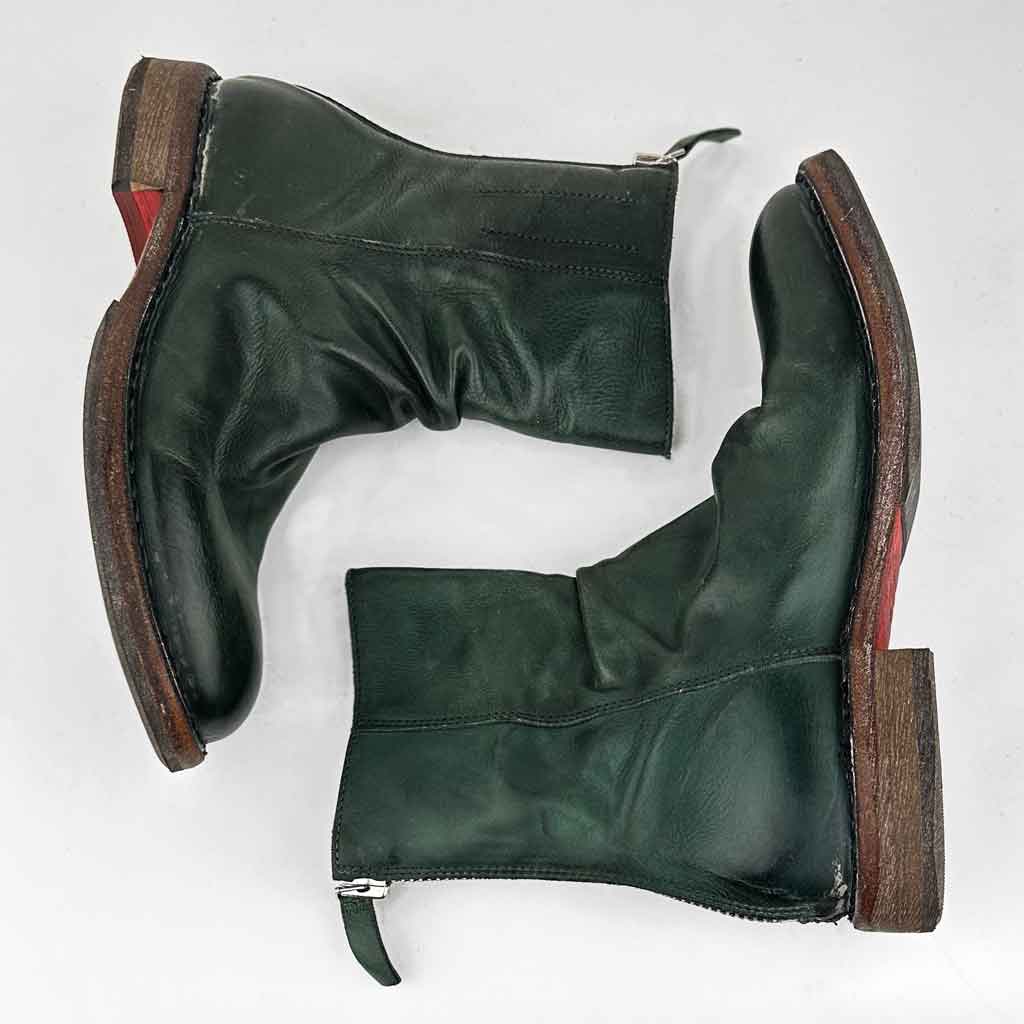 MOMA Back - zip Ankle Boot - Forest Green - re - souL