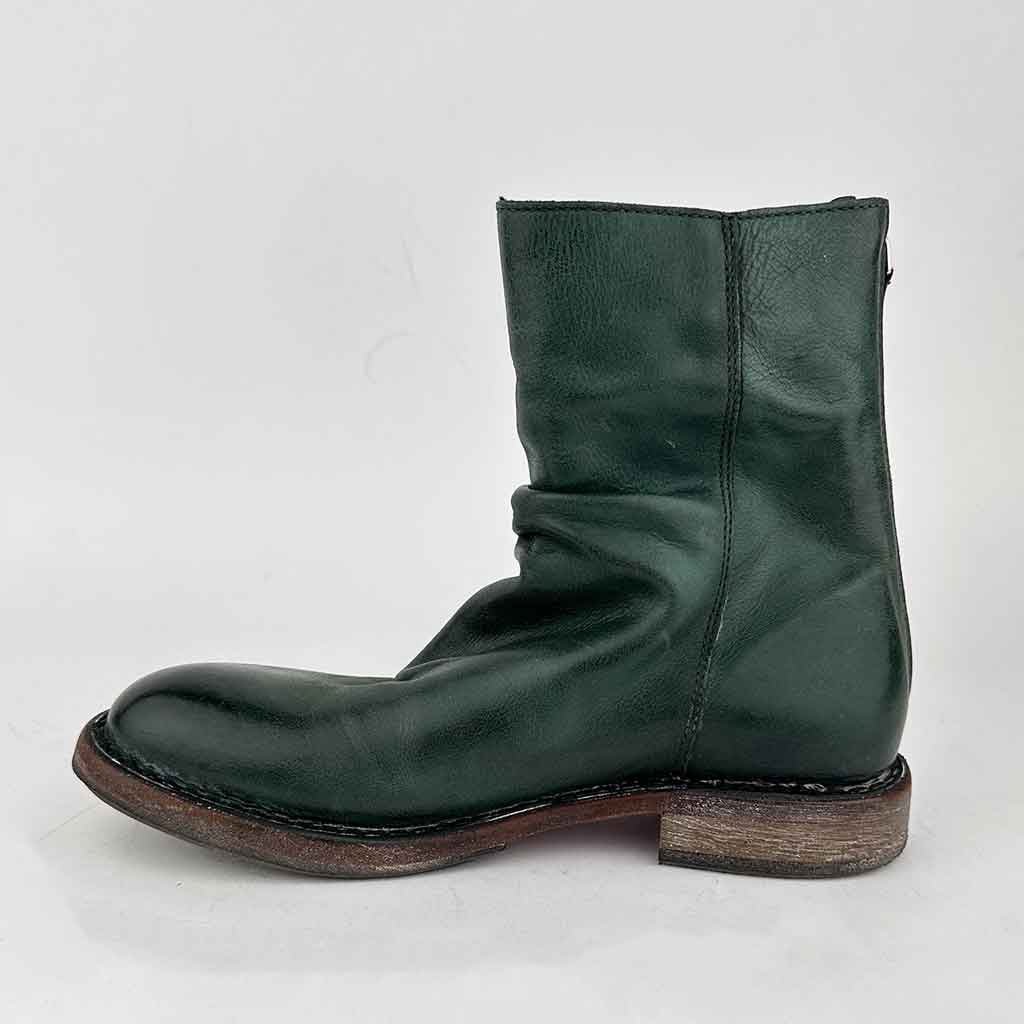 MOMA Back - zip Ankle Boot - Forest Green - re - souL