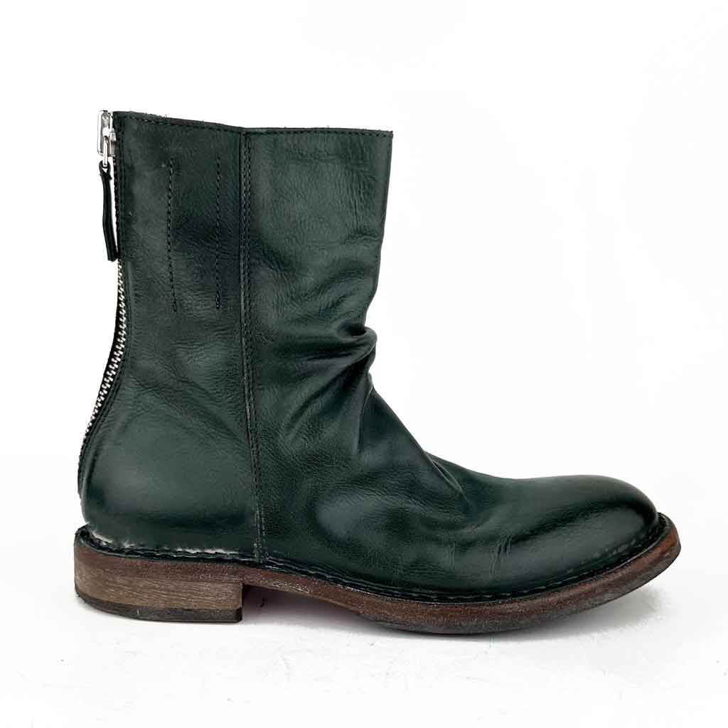 MOMA Back - zip Ankle Boot - Forest Green - re - souL