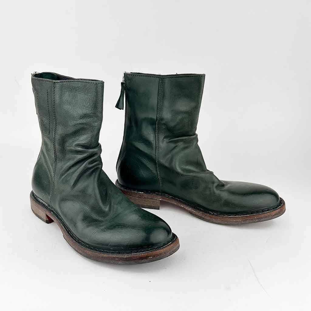 MOMA Back - zip Ankle Boot - Forest Green - re - souL