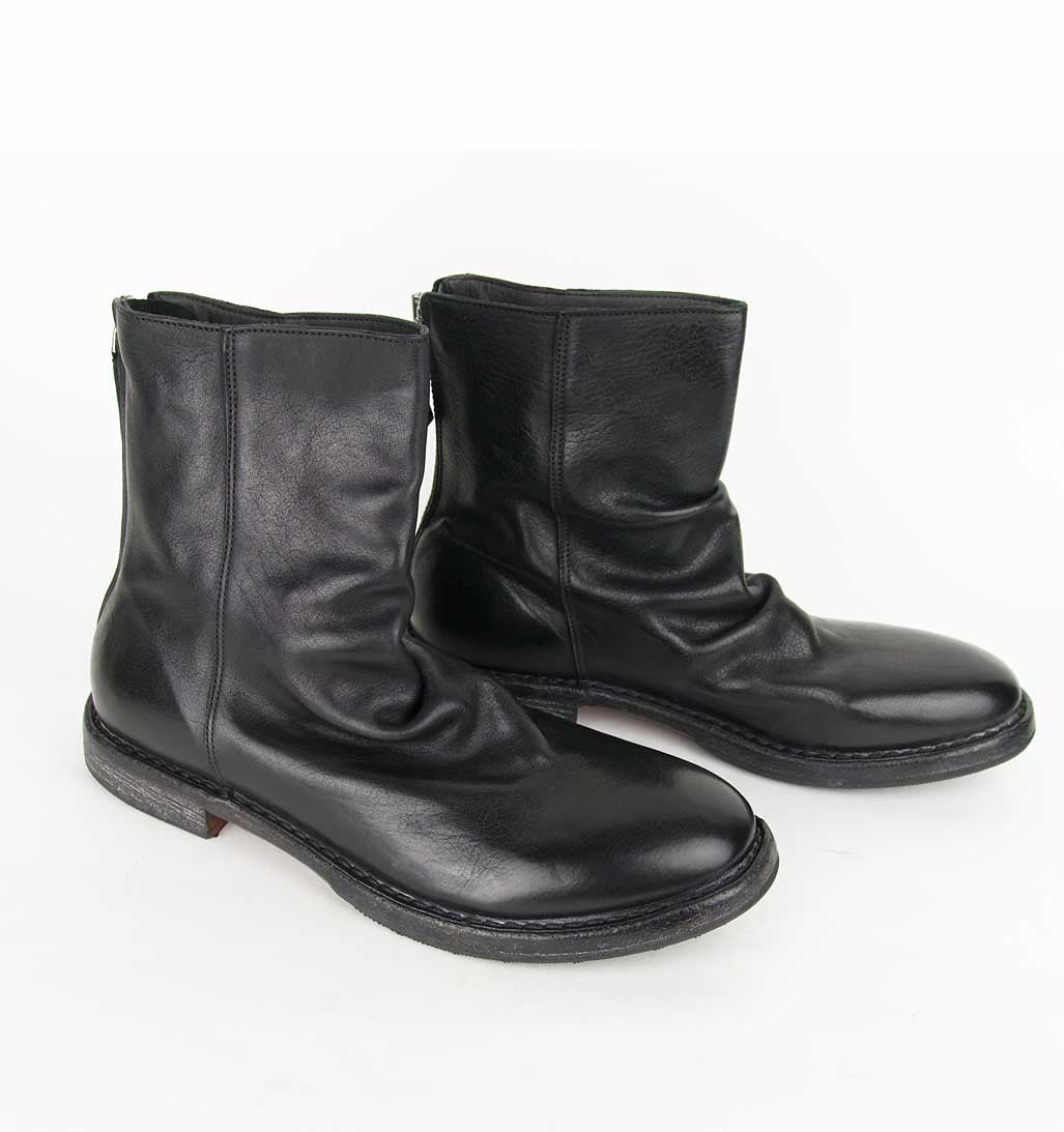 MOMA Men's Back-Zip Ankle Boot - Black - re-souL