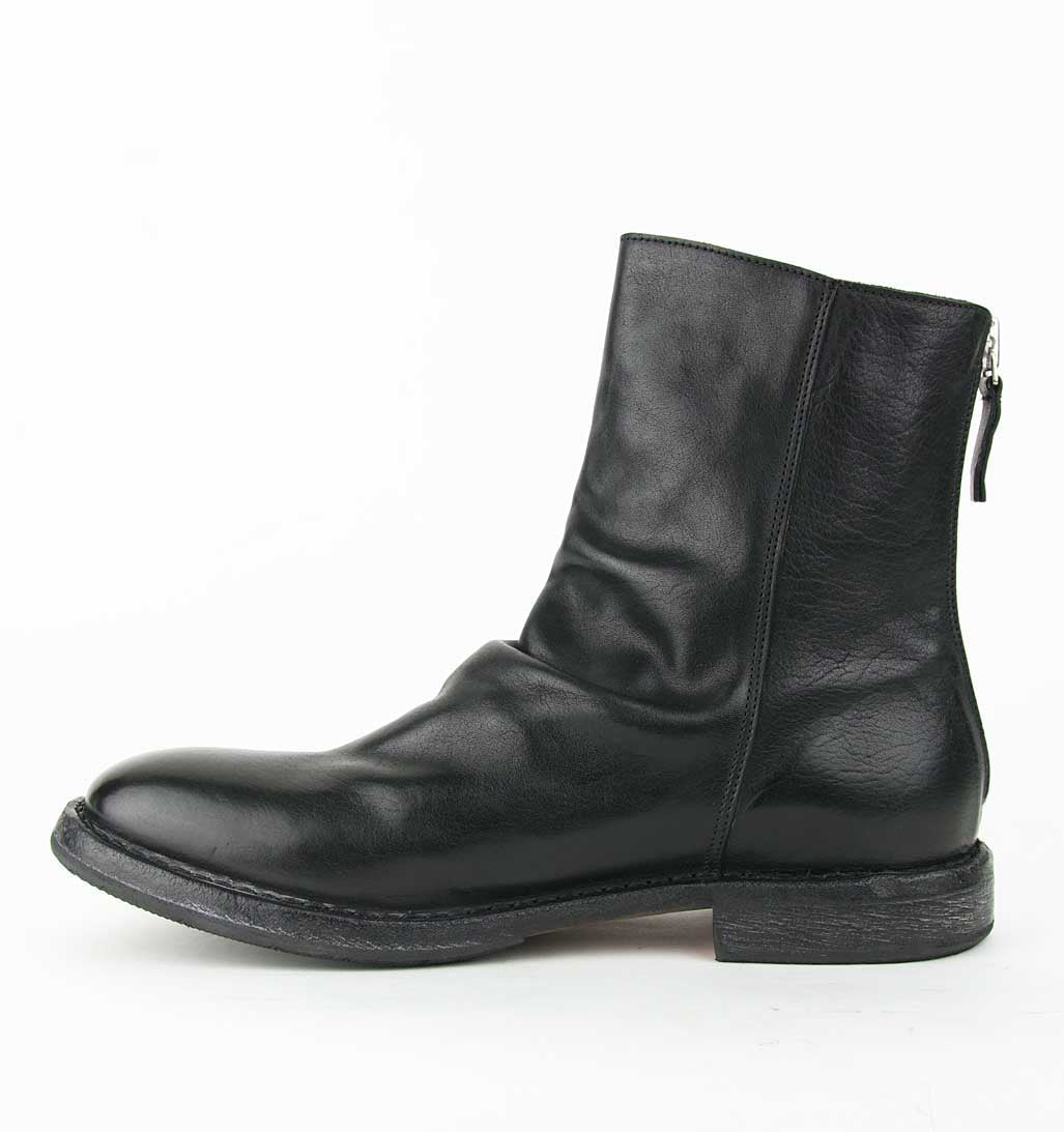 MOMA Men's Back-Zip Ankle Boot - Black - re-souL