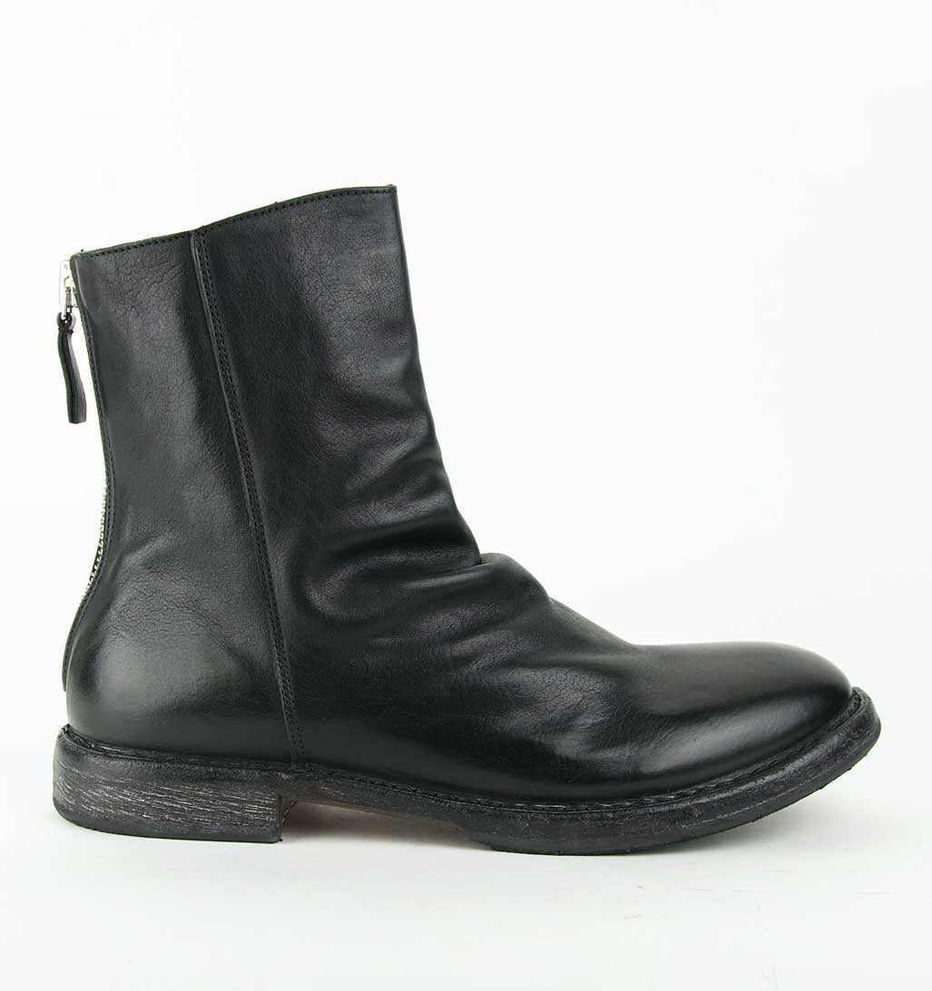 MOMA Men's Back-Zip Ankle Boot - Black - re-souL