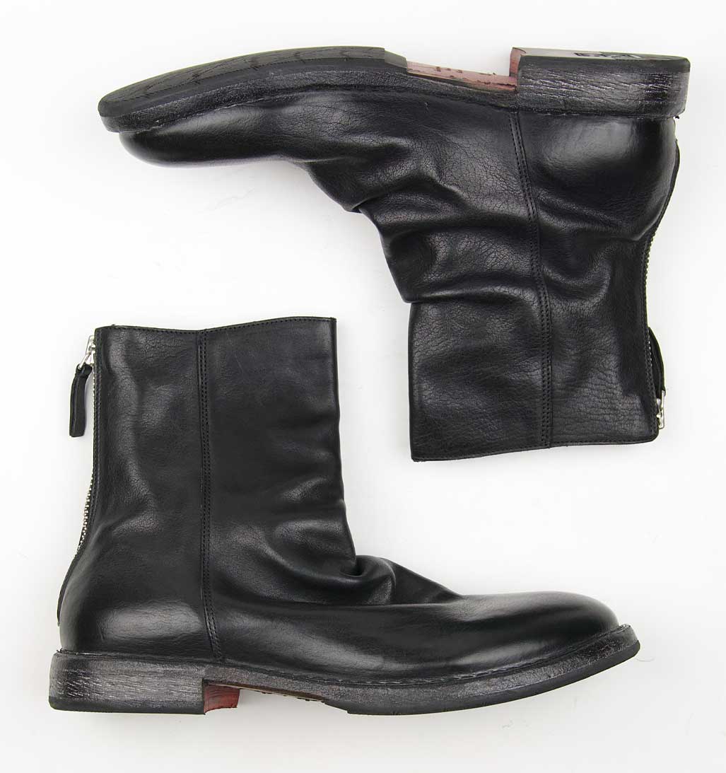 MOMA Men's Back-Zip Ankle Boot - Black - re-souL