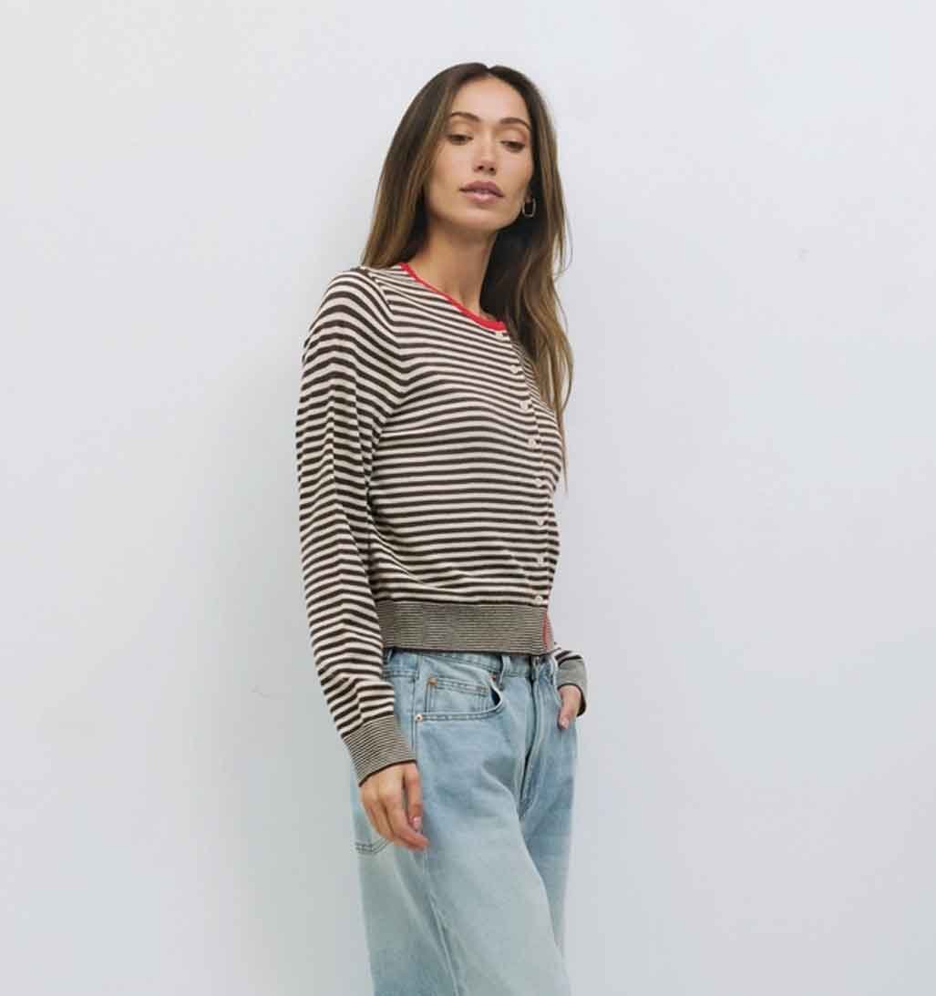 Montana Stripe Cardigan - Brown - re - souL
