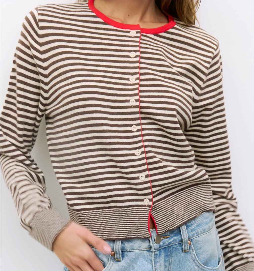 Montana Stripe Cardigan - Brown - re - souL