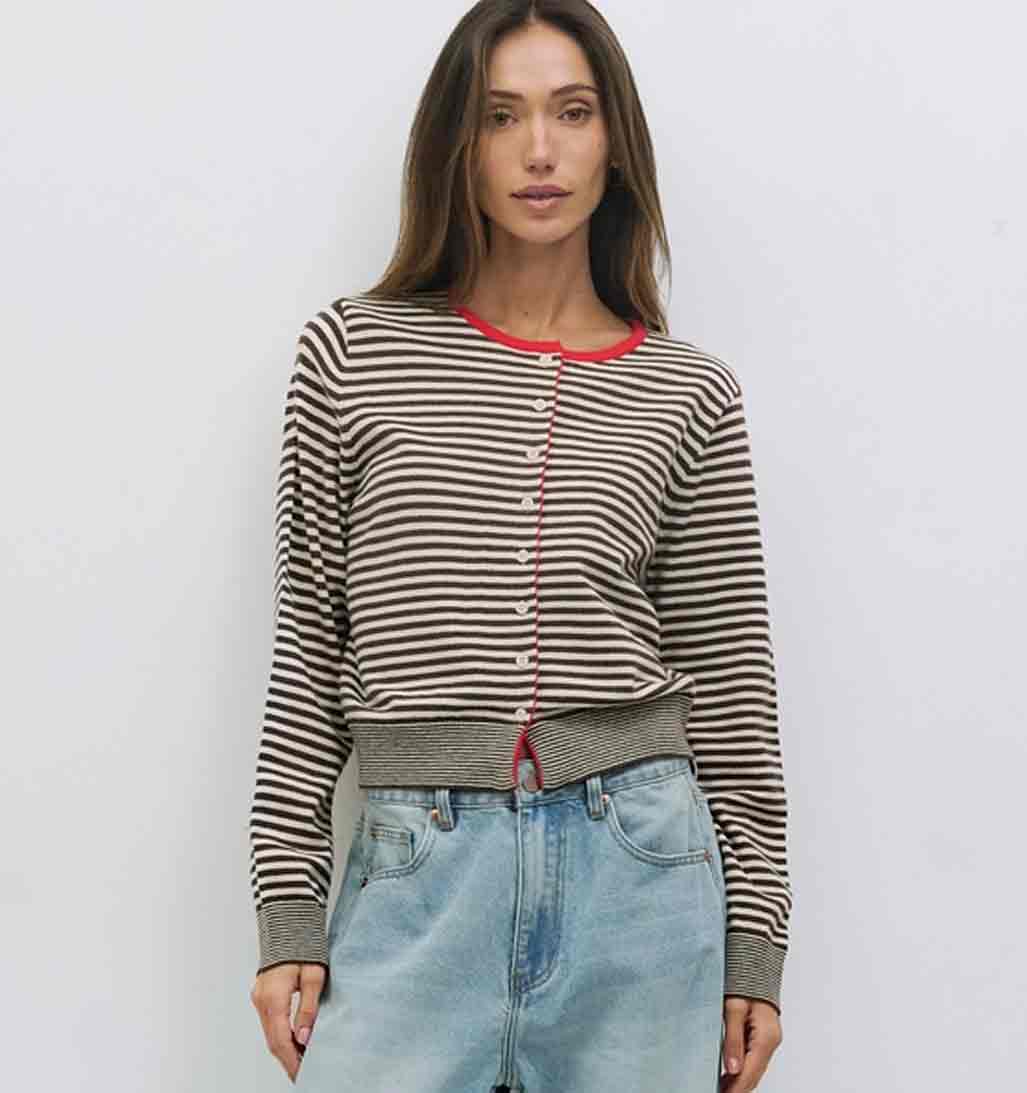 Montana Stripe Cardigan - Brown - re - souL